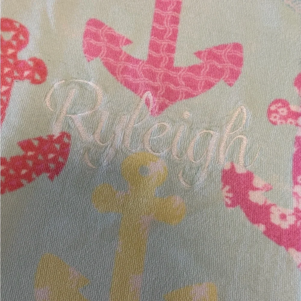 RYLEIGH embroidered personalized 3 beach towels summer anchors tie dye butterfly